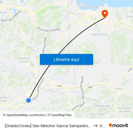 [Oviedo/Uviéu]  San Melchor García Sampedro 34 [Cta 07689] to Uned map