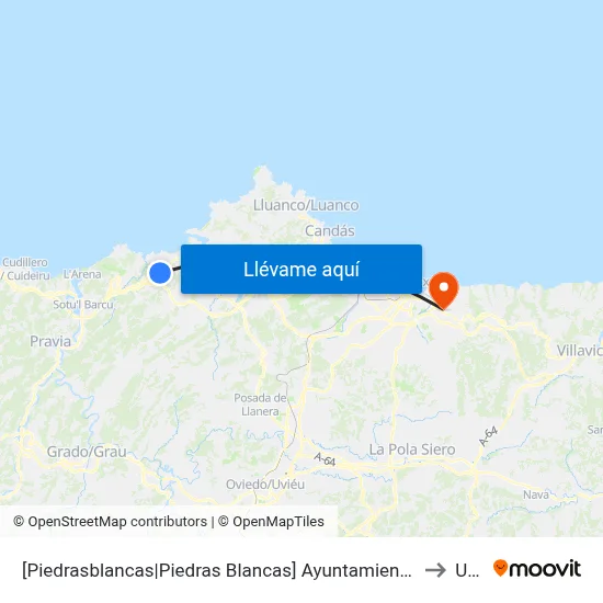 [Piedrasblancas|Piedras Blancas]  Ayuntamiento Castrillón [Cta 07725] to Uned map
