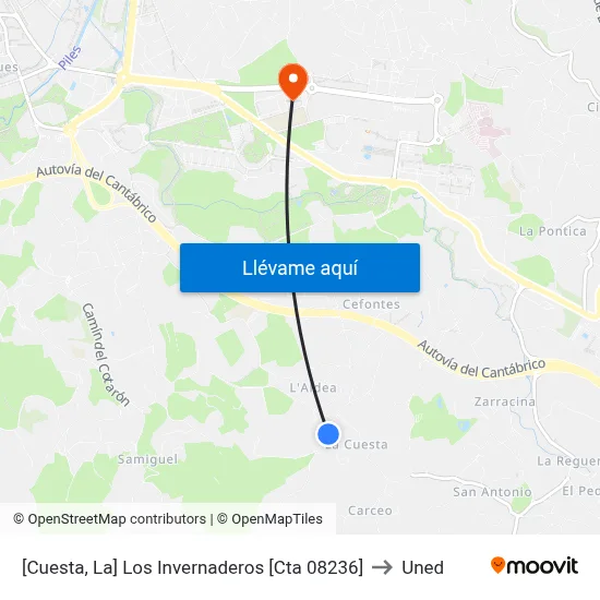 [Cuesta, La]  Los Invernaderos [Cta 08236] to Uned map