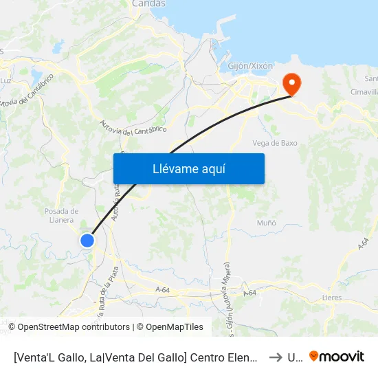 [Venta'L Gallo, La|Venta Del Gallo]  Centro Elena - Parque Tecnológico [Cta 08417] to Uned map