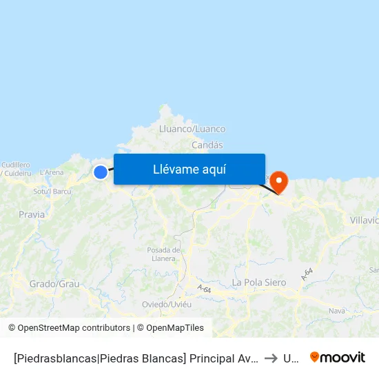 [Piedrasblancas|Piedras Blancas]  Principal Avda [Cta 09131] to Uned map