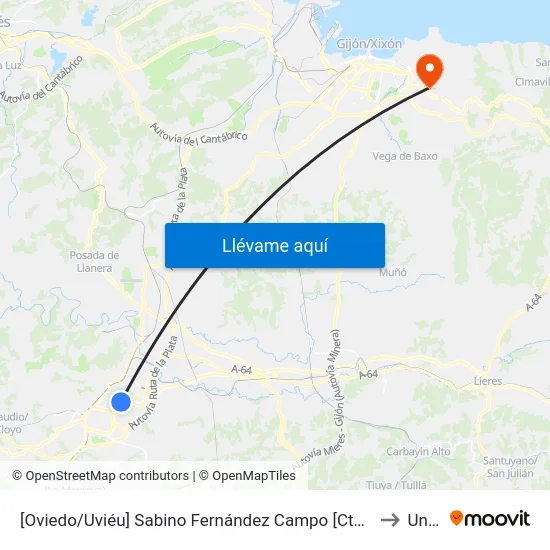 [Oviedo/Uviéu]  Sabino Fernández Campo [Cta 16915] to Uned map