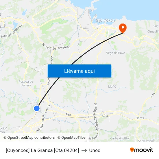 [Cuyences]  La Granxa [Cta 04204] to Uned map