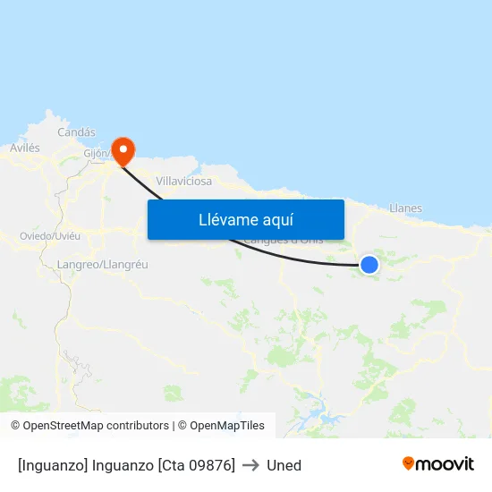 [Inguanzo]  Inguanzo [Cta 09876] to Uned map