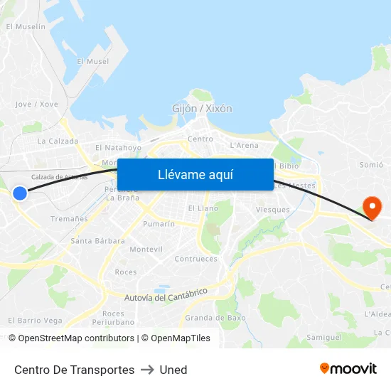 Centro De Transportes to Uned map