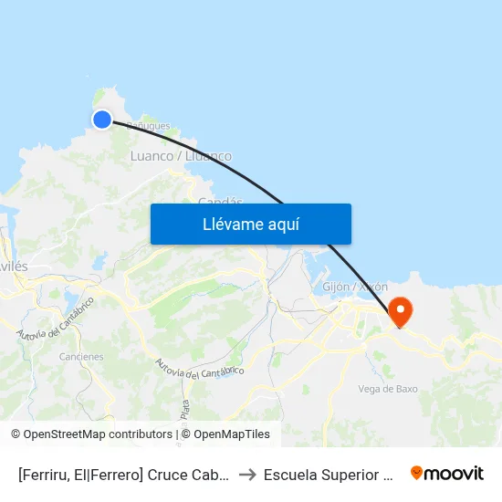 [Ferriru, El|Ferrero]  Cruce Cabo Peñas [Cta 00322] to Escuela Superior De Marina Civil map
