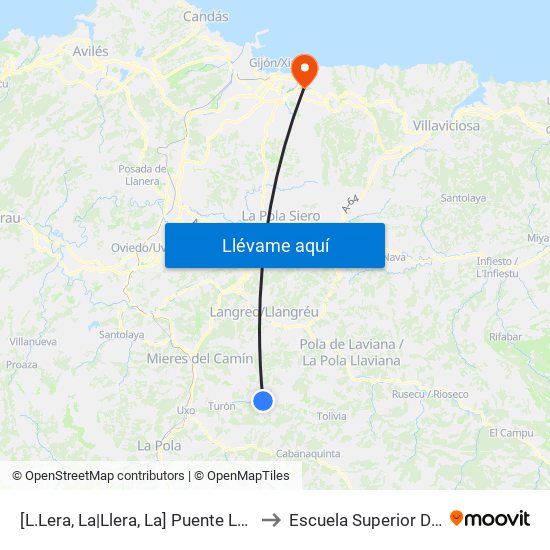 [L.Lera, La|Llera, La]  Puente La L.Lera [Cta 06160] to Escuela Superior De Marina Civil map