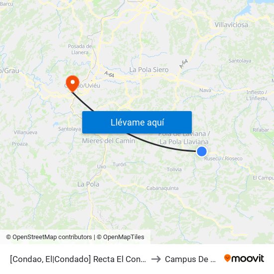 [Condao, El|Condado]  Recta El Condao [Cta 20678] to Campus De El Cristo map