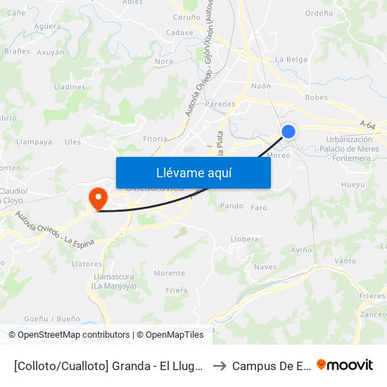 [Colloto/Cualloto]  Granda - El Llugarín [Cta 20778] to Campus De El Cristo map