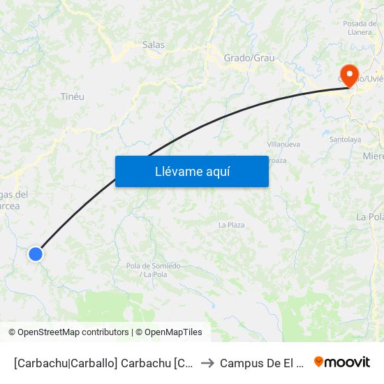 [Carbachu|Carballo]  Carbachu [Cta 16290] to Campus De El Cristo map
