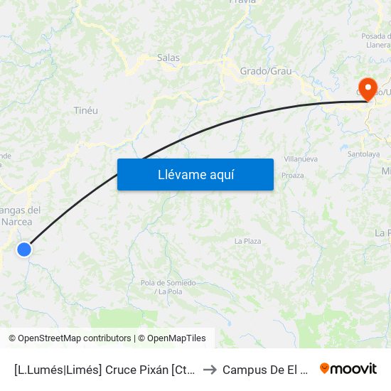 [L.Lumés|Limés]  Cruce Pixán [Cta 19698] to Campus De El Cristo map