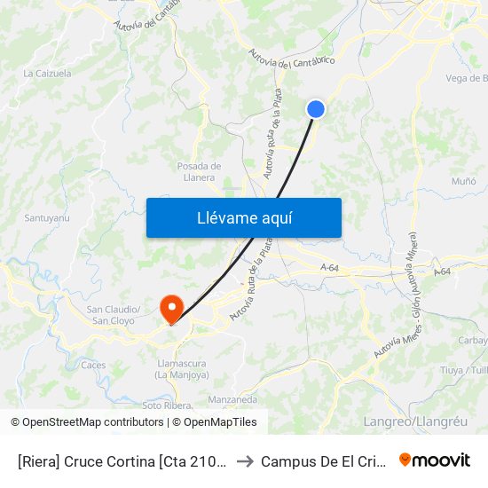 [Riera]  Cruce Cortina [Cta 21038] to Campus De El Cristo map