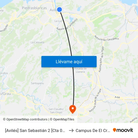 [Avilés]  San Sebastián 2 [Cta 00247] to Campus De El Cristo map