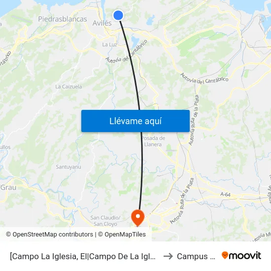 [Campo La Iglesia, El|Campo De La Iglesia]  El Campo La Iglesia [Cta 00265] to Campus De El Cristo map