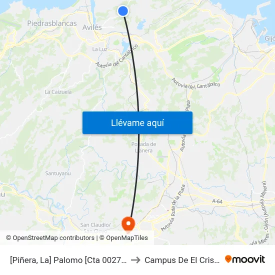 [Piñera, La]  Palomo [Cta 00273] to Campus De El Cristo map