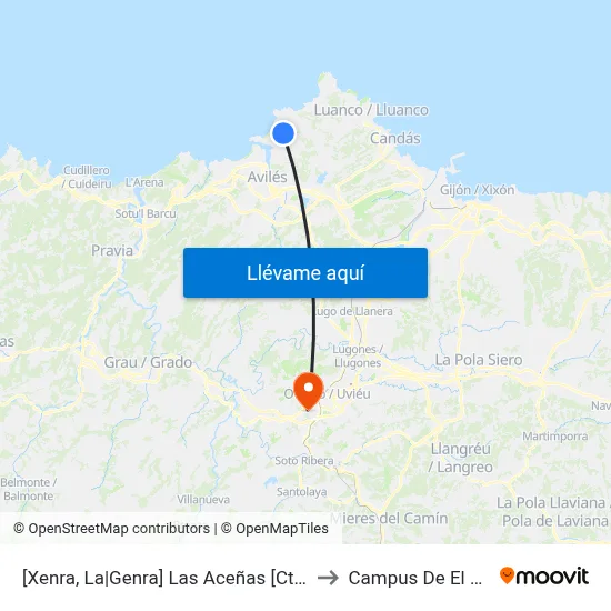 [Xenra, La|Genra]  Las Aceñas [Cta 00302] to Campus De El Cristo map