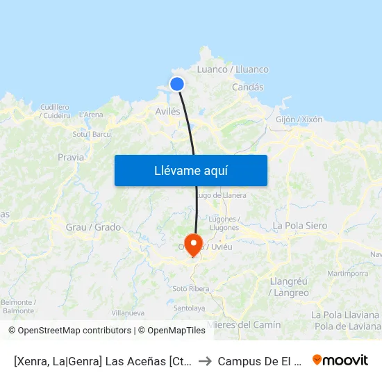 [Xenra, La|Genra]  Las Aceñas [Cta 00303] to Campus De El Cristo map