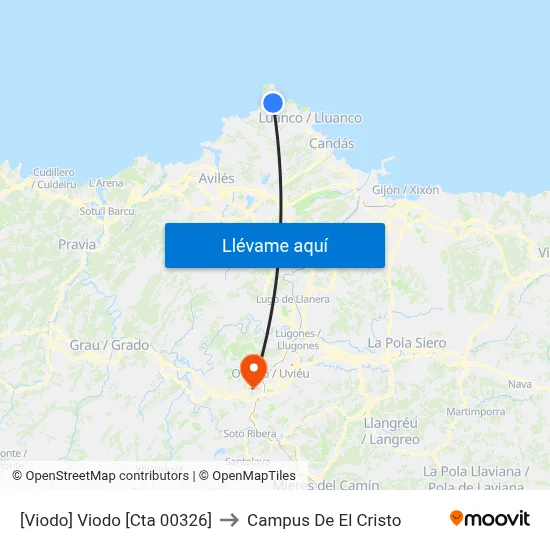 [Viodo]  Viodo [Cta 00326] to Campus De El Cristo map