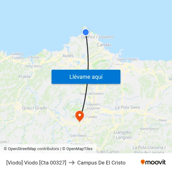 [Viodo]  Viodo [Cta 00327] to Campus De El Cristo map