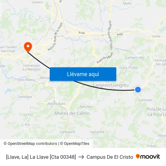 [Llave, La]  La Llave [Cta 00348] to Campus De El Cristo map