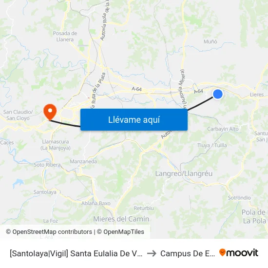 [Santolaya|Vigil]  Santa Eulalia De Vigil [Cta 00885] to Campus De El Cristo map