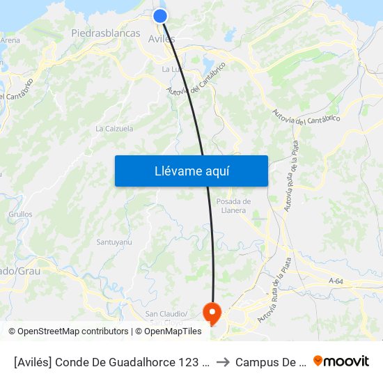 [Avilés]  Conde De Guadalhorce 123 -Tranvía [Cta 01042] to Campus De El Cristo map