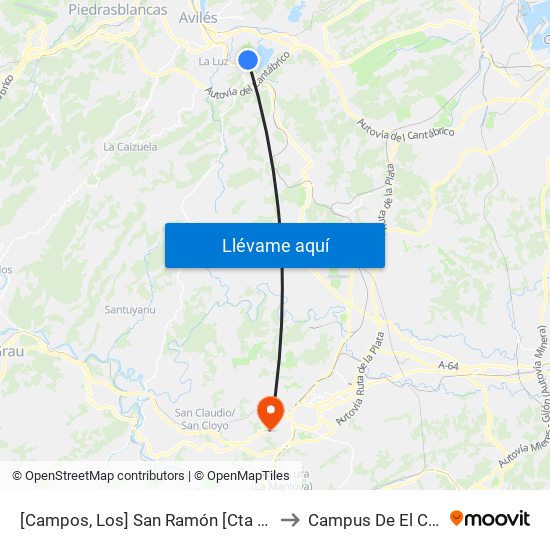 [Campos, Los]  San Ramón [Cta 01073] to Campus De El Cristo map