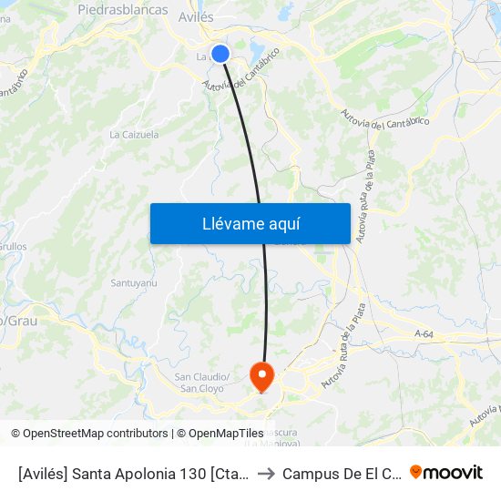 [Avilés]  Santa Apolonia 130 [Cta 01083] to Campus De El Cristo map