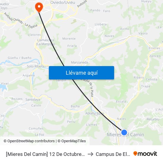 [Mieres Del Camín]  12 De Octubre [Cta 01127] to Campus De El Cristo map