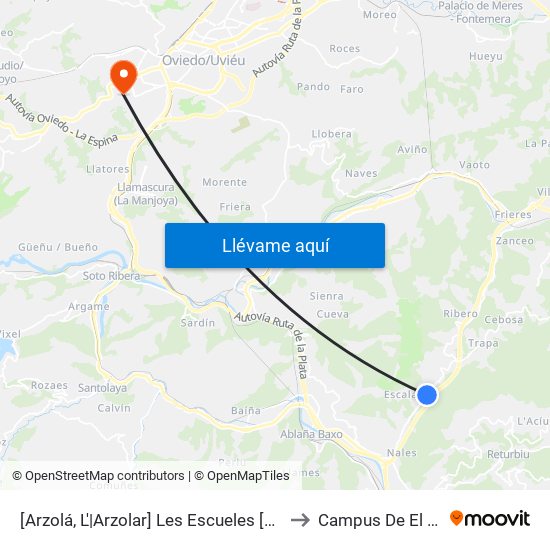 [Arzolá, L'|Arzolar]  Les Escueles [Cta 01134] to Campus De El Cristo map