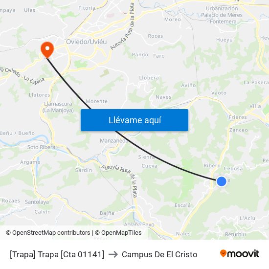 [Trapa]  Trapa [Cta 01141] to Campus De El Cristo map