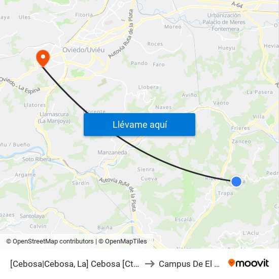 [Cebosa|Cebosa, La]  Cebosa [Cta 01142] to Campus De El Cristo map