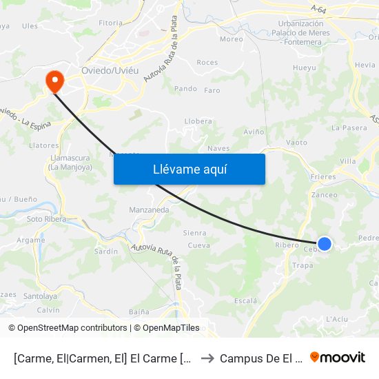[Carme, El|Carmen, El]  El Carme [Cta 01145] to Campus De El Cristo map