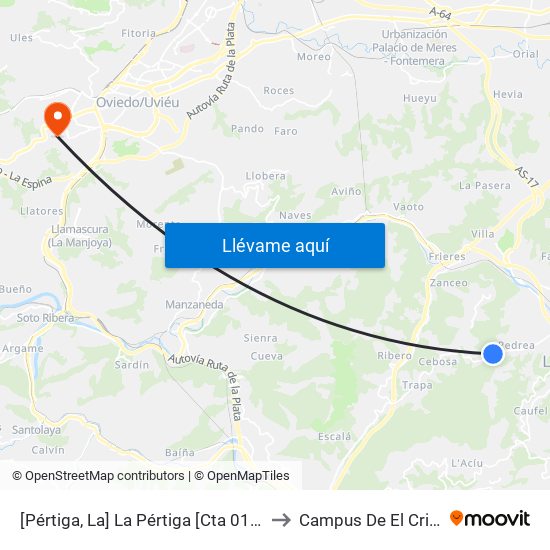 [Pértiga, La]  La Pértiga [Cta 01149] to Campus De El Cristo map