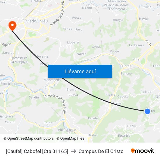 [Caufel]  Cabofel [Cta 01165] to Campus De El Cristo map