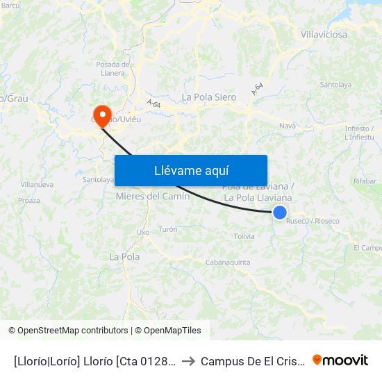 [Llorío|Lorío]  Llorío [Cta 01287] to Campus De El Cristo map