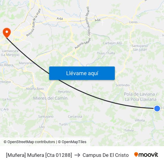 [Muñera]  Muñera [Cta 01288] to Campus De El Cristo map