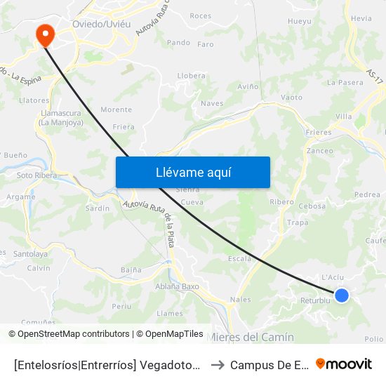 [Entelosríos|Entrerríos]  Vegadotos 2 [Cta 01313] to Campus De El Cristo map