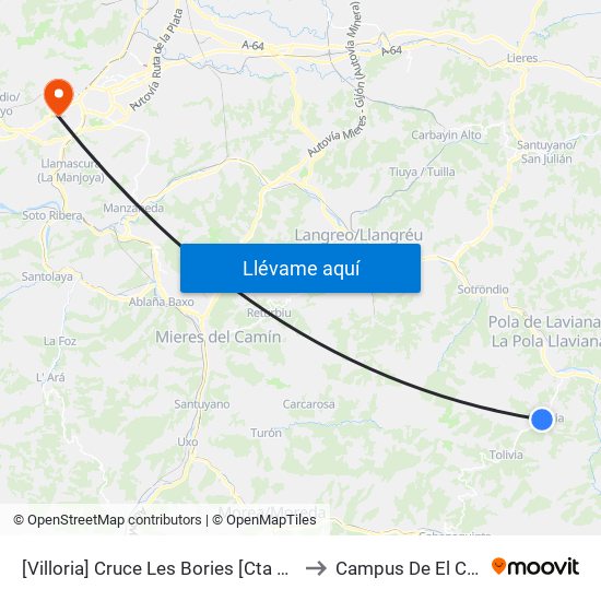[Villoria]  Cruce Les Bories [Cta 01320] to Campus De El Cristo map