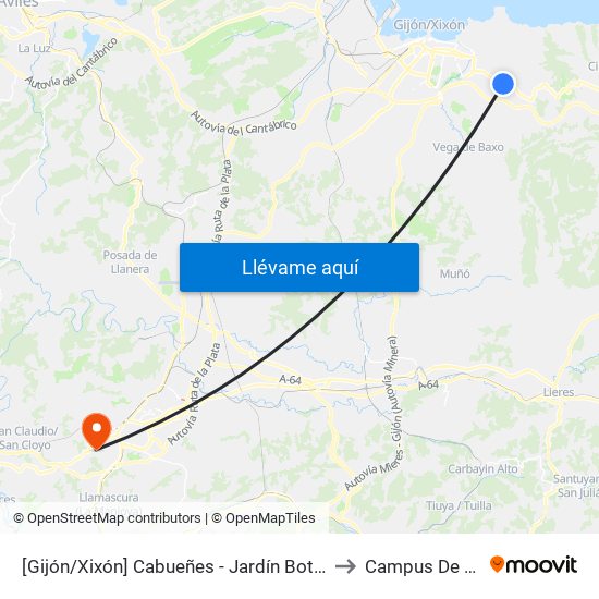 [Gijón/Xixón]  Cabueñes - Jardín Botánico [Cta 01895] to Campus De El Cristo map