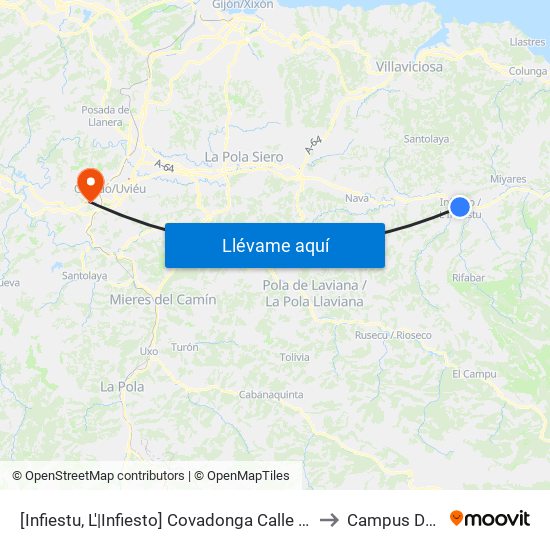 [Infiestu, L'|Infiesto]  Covadonga Calle - Plaza Mayor [Cta 01935] to Campus De El Cristo map