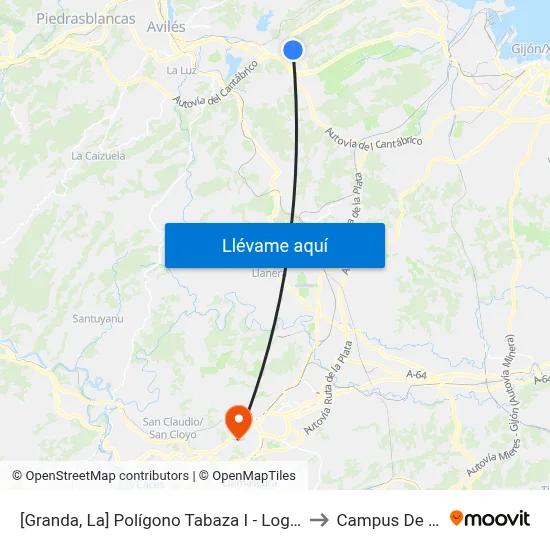 [Granda, La]  Polígono Tabaza I - Logrezana [Cta 02825] to Campus De El Cristo map