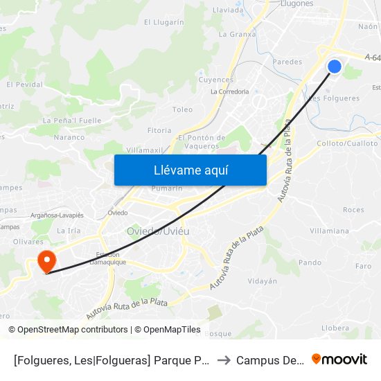 [Folgueres, Les|Folgueras]  Parque Principado [Cta 03483] to Campus De El Cristo map