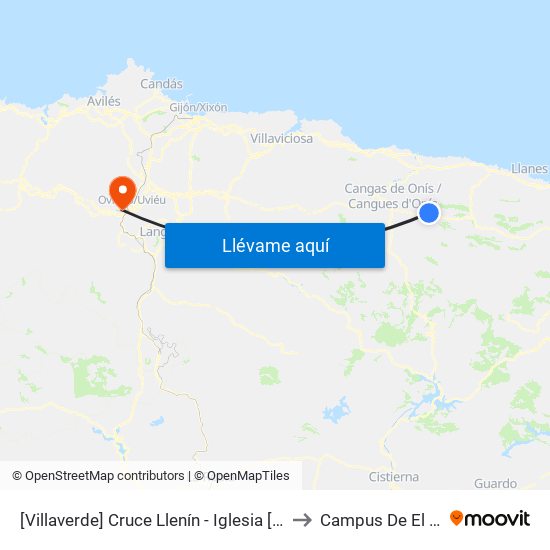 [Villaverde]  Cruce Llenín - Iglesia [Cta 03612] to Campus De El Cristo map