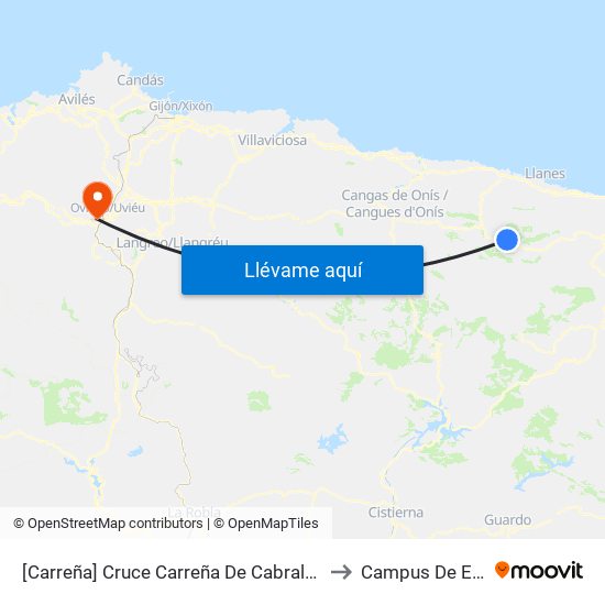 [Carreña]  Cruce Carreña De Cabrales [Cta 03656] to Campus De El Cristo map