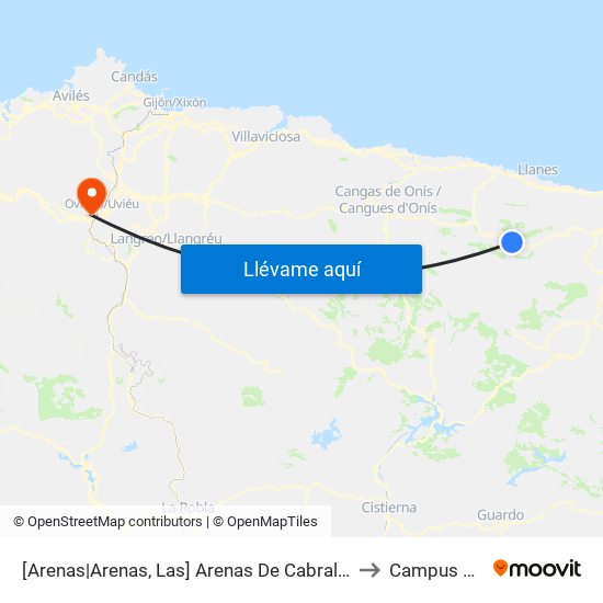 [Arenas|Arenas, Las]  Arenas De Cabrales - Oficina Turismo [Cta 03663] to Campus De El Cristo map