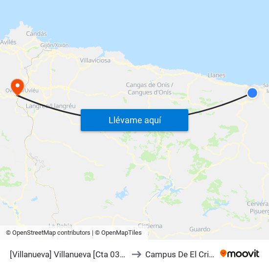 [Villanueva]  Villanueva [Cta 03667] to Campus De El Cristo map