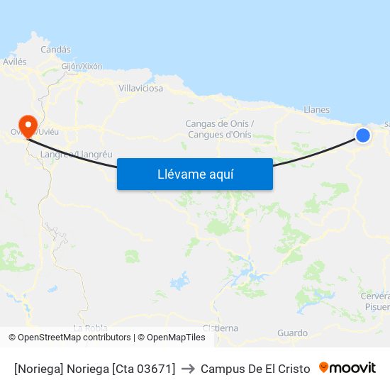 [Noriega]  Noriega [Cta 03671] to Campus De El Cristo map