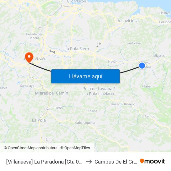 [Villanueva]  La Paradona [Cta 03675] to Campus De El Cristo map