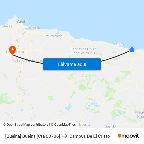 [Buelna]  Buelna [Cta 03706] to Campus De El Cristo map